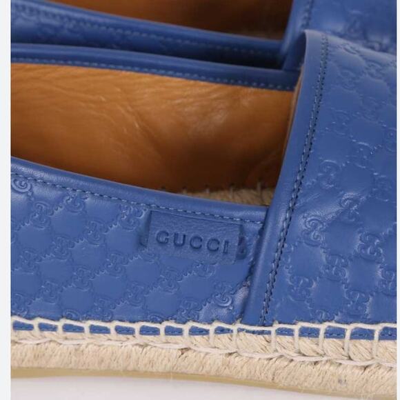 Gucci Microguccissima Blue Leather Espadrilles Size 8 GG Monogram Made in Spain - Picture 8 of 12